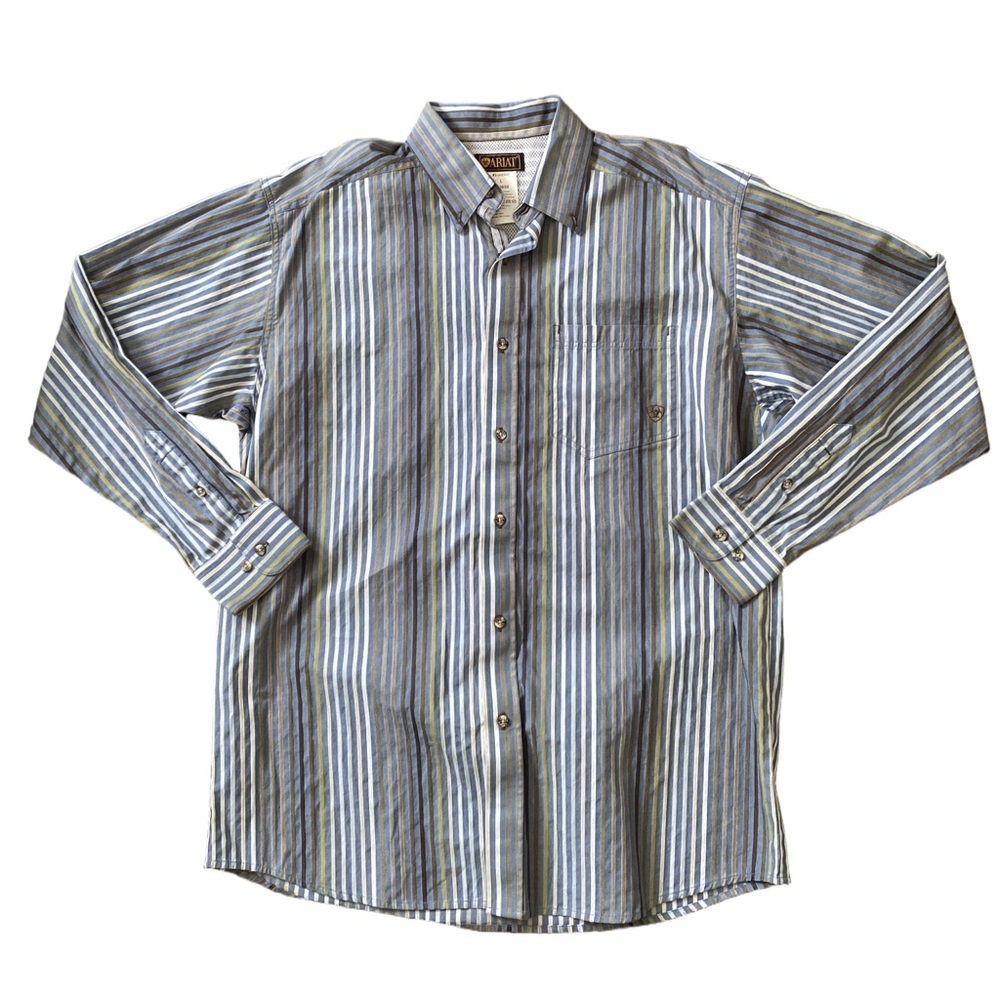 Ariat Men’s Lariat Button-Down Shirt Size Large Striped Western Style